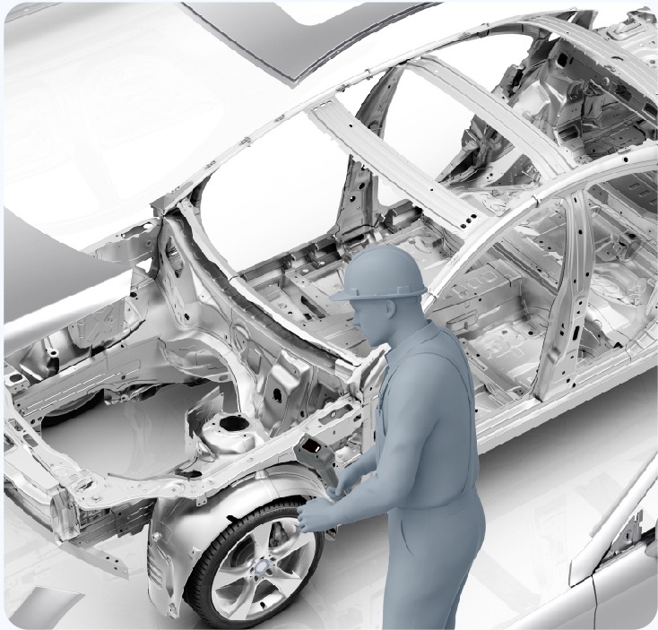 Puxon code reader inspecting automotive components